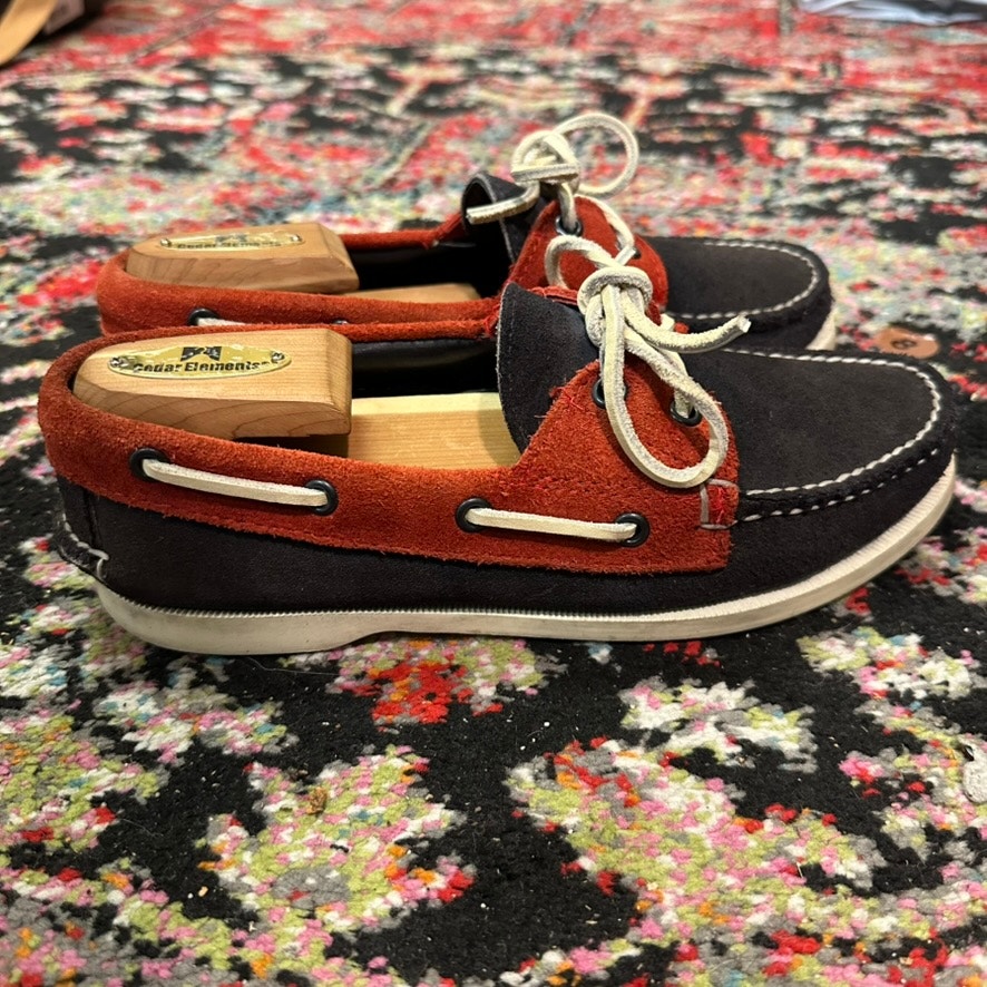 Euc Rancourt & Co. X Jack Spade Suede Boat Shoe Usa Red White Blue Maine Usa 6 D — image 4 of 8